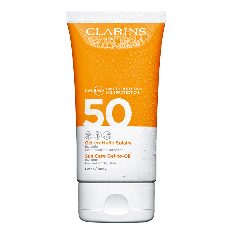 Clarins Gel-en-Huile Solaire Transparenter Sonnenschutz für den Körper SPF 50