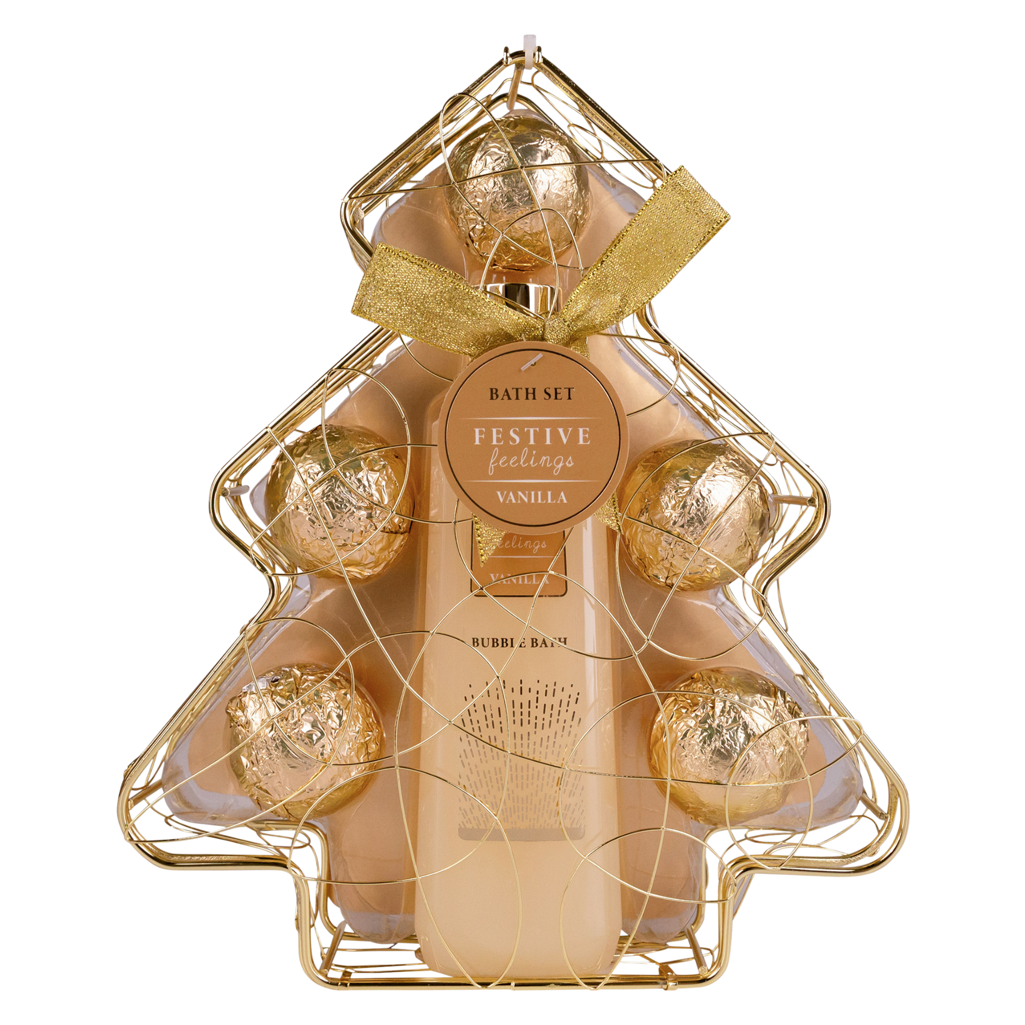 Accentra Festive Feelings Badeset in baumförmigem Drahtkorb